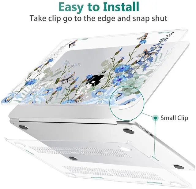 Alt view image 5 of 5 - May Chen Compatible with M4 MacBook Air 15 inch Case 2025 2024 2023 A3241 A3114 M3 A2941 M2 with Liquid Retina Display & Touch ID, Plastic Hard Shell with Keyboard Cover - Blue Flowers