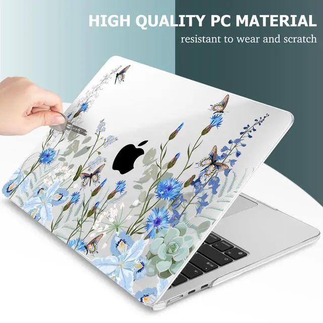 Alt view image 4 of 5 - May Chen Compatible with M4 MacBook Air 15 inch Case 2025 2024 2023 A3241 A3114 M3 A2941 M2 with Liquid Retina Display & Touch ID, Plastic Hard Shell with Keyboard Cover - Blue Flowers