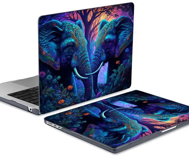 Alt view image 3 of 5 - MEEgoodo Case for MacBook Air M4/M3/M2 13.6 inch 2025 2024 2022, Fit Model A3240 A3113 A2681, Compatible with MacBook Air 13 inch, Laptop Hard Shell Case with Keyboard Cover, Elephants