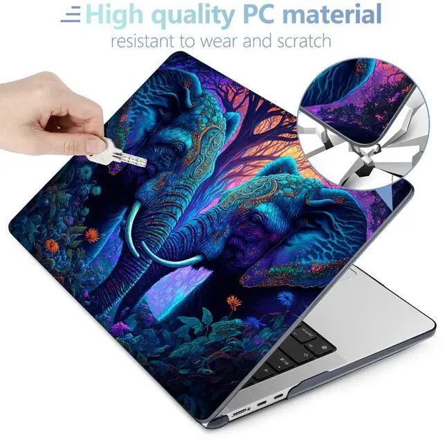 Alt view image 4 of 5 - MEEgoodo Case for MacBook Air M4/M3/M2 13.6 inch 2025 2024 2022, Fit Model A3240 A3113 A2681, Compatible with MacBook Air 13 inch, Laptop Hard Shell Case with Keyboard Cover, Elephants