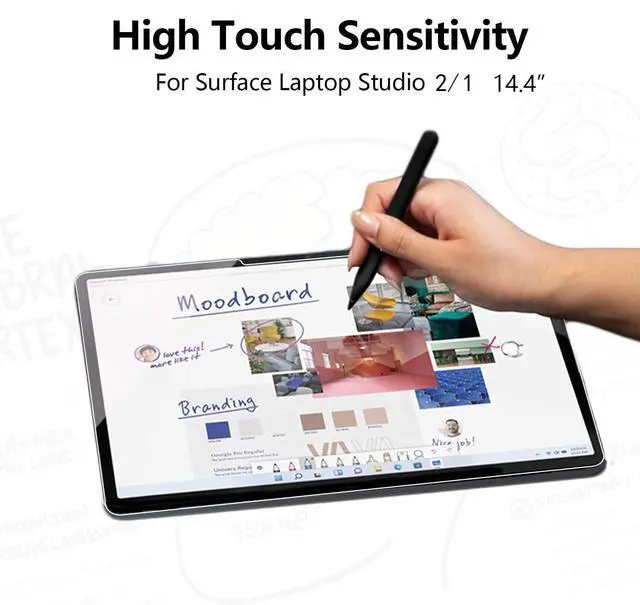 Alt view image 4 of 5 - Megoo [3 Pack] Glass Screen Protector for Surface Laptop Studio 2 / Laptop Studio, 9H Scratch Resistance/Anti Fingleprint/HD Clear Shield/Ultra Sensitive,Compatible with Surface Slim Pen 2