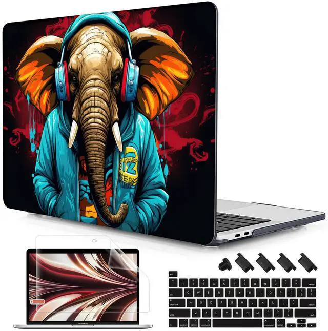 Main image of Lepeoac Case for MacBook Pro 13 inch with/Without Touch Bar (2016-2022, M2 A2338 M1 A2289 A2251 A2159 A1989 A1706 A1708), Hard Shell + Keyboard Cover + Dust Plug, Elephant Hoodie