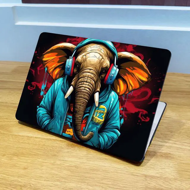 Alt view image 3 of 5 - Lepeoac Case for MacBook Pro 13 inch with/Without Touch Bar (2016-2022, M2 A2338 M1 A2289 A2251 A2159 A1989 A1706 A1708), Hard Shell + Keyboard Cover + Dust Plug, Elephant Hoodie