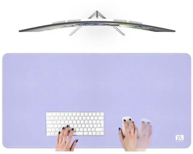 Main image of Light Purple 2XL Color Mouse Pad - Large (36''x18'') Gaming Desk Pad with Nonslip Rubber Base and Stitched Edges - Durable and Waterproof Design