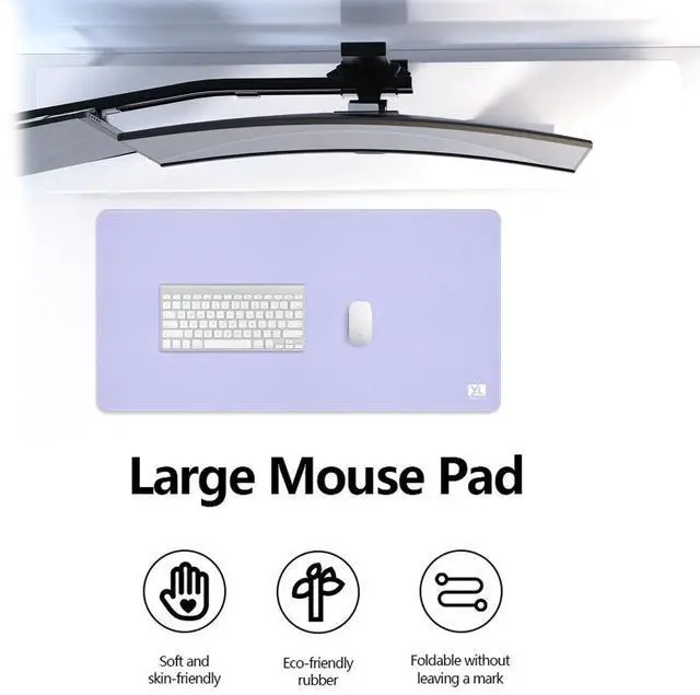 Alt view image 5 of 5 - Light Purple 2XL Color Mouse Pad - Large (36''x18'') Gaming Desk Pad with Nonslip Rubber Base and Stitched Edges - Durable and Waterproof Design