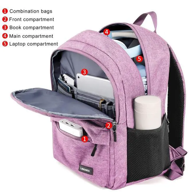 Alt view image 2 of 5 - LIBENED School Backpack for Teen Girls, Cute College Backpacks for Women Students Aesthetic Bookbag Large 15.6 Inch Laptop Bag Middle School Back Pack, Pink