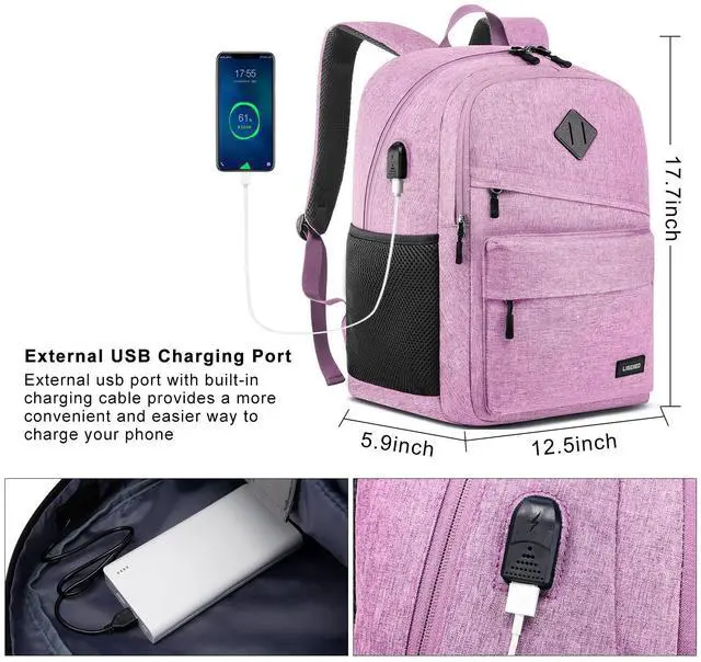 Alt view image 4 of 5 - LIBENED School Backpack for Teen Girls, Cute College Backpacks for Women Students Aesthetic Bookbag Large 15.6 Inch Laptop Bag Middle School Back Pack, Pink