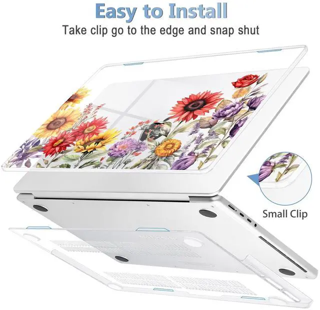 Alt view image 4 of 5 - Mektron Case for 2024 MacBook Pro 16" M4 A3403 A3186 Fits M3 A2991 M2 A2780 M1 A2485 (2021/2033) Pro/Max Chips with Touch ID, Hard Shell Plastic Laptop Cover Keyboard Cover, Floral C152