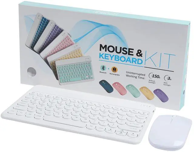 Main image of Bluetooth Keyboard and Mouse Combo for iPad - 9.72" Rechargeable Wireless Keyboard & Mouse, Type-C Charging, Perfect for On-The-Go Professionals (White)