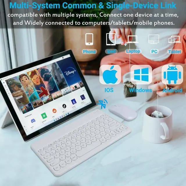 Alt view image 3 of 5 - Bluetooth Keyboard and Mouse Combo for iPad - 9.72" Rechargeable Wireless Keyboard & Mouse, Type-C Charging, Perfect for On-The-Go Professionals (White)