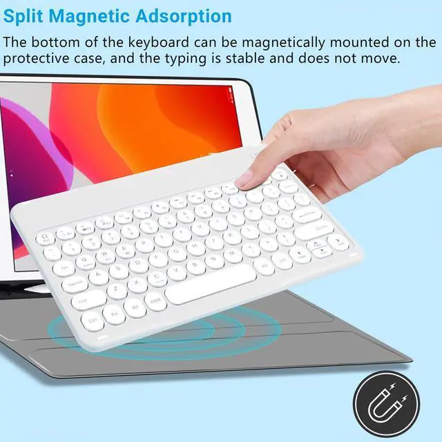 Alt view image 5 of 5 - Bluetooth Keyboard and Mouse Combo for iPad - 9.72" Rechargeable Wireless Keyboard & Mouse, Type-C Charging, Perfect for On-The-Go Professionals (White)