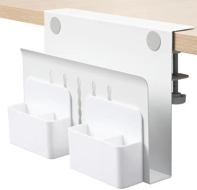 Main image of MAXECHO Desk Side Storage, Under Desk Laptop Mount, Table Side Hanging File Organizer, No Drill Clamp On Cable Management Tray, Laptop Holder with Magnetic Pen Holder for Office and Home, Load 22 Lbs