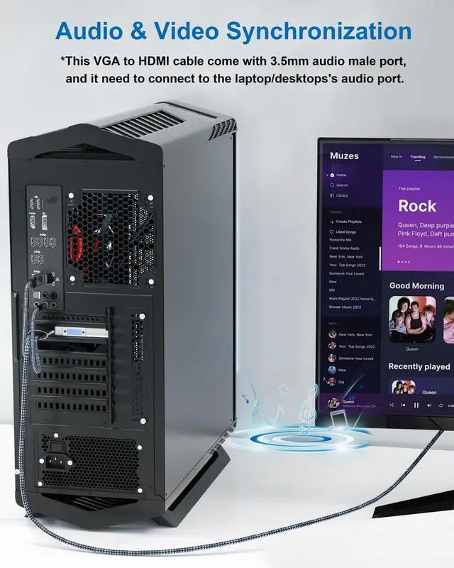 Alt view image 2 of 5 - VGA to Mini HDMI Cable 6FT, Uni-Directional VGA to Mini HDMI(Male to Male) Compatible for Computer, Desktop, Laptop, PC, Monitor, Projector, HDTV, Roku, Xbox and More