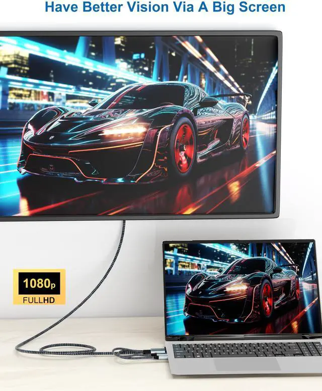 Alt view image 3 of 5 - VGA to Mini HDMI Cable 6FT, Uni-Directional VGA to Mini HDMI(Male to Male) Compatible for Computer, Desktop, Laptop, PC, Monitor, Projector, HDTV, Roku, Xbox and More