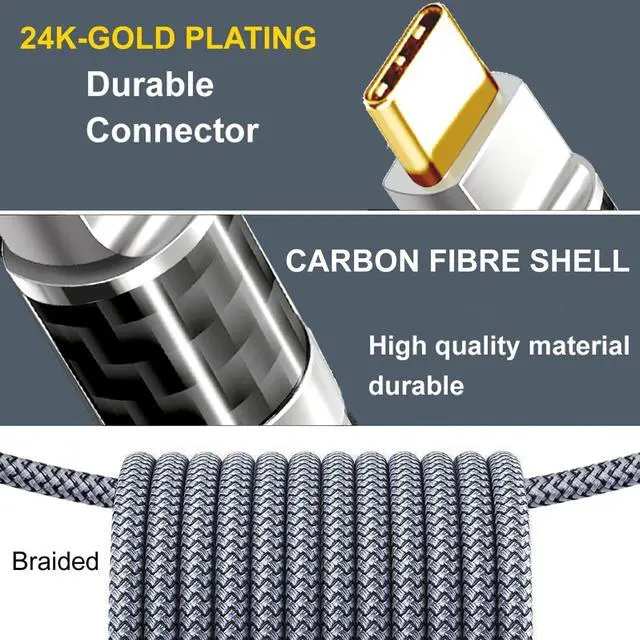 Alt view image 4 of 5 - YOTETION Type C to C 25FT Cable, 4K60HZ GEN2x2(Data usb2.0),Type C Video Output from USB3.2/ USB4.0& Sync for Xreal MacBook Pro iPad Pro iPhone 15/16/17 Pro Galaxy S22 Portable Monitor (Blak)