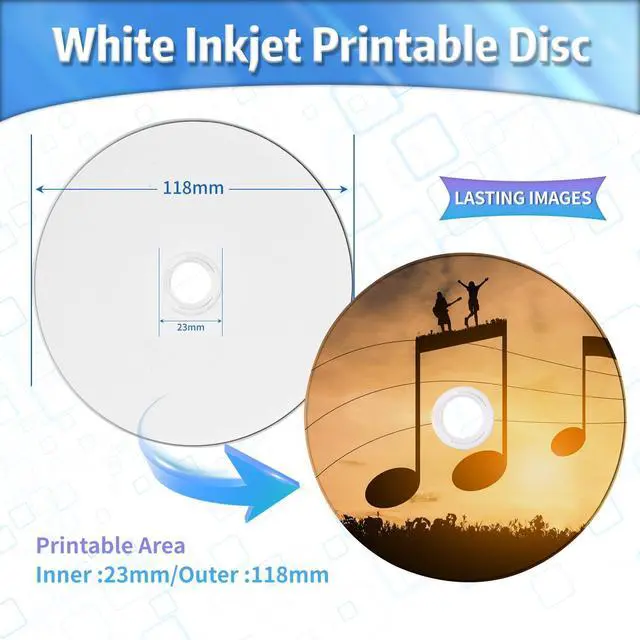 Alt view image 2 of 5 - MAWFOZIN BD-R BDR 25GB Single Layer Blue Blu-ray Recordable Media Disc Upto 6X with 50 Pack White Inkjet Hub Printable Blank Data Recordable Media Disc with Cakebox/Spindle Packing
