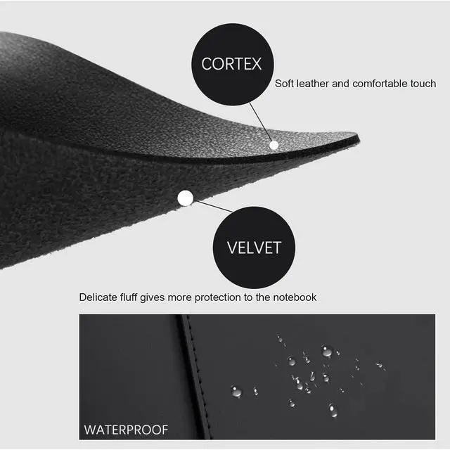 Alt view image 4 of 5 - Cute Kawaii Pink Bow Laptop Sleeves 13 Inch, Black Faux Leather Cover Case for Women Girls, Compatible with MacBook Air 13" 2018-2024/MacBook Pro 13" 2016-2024