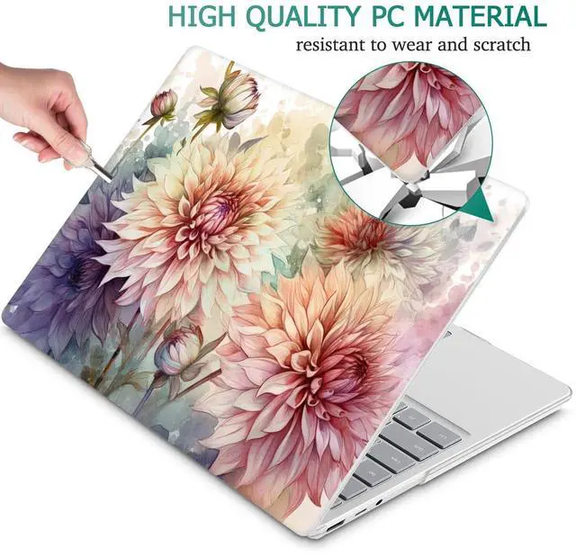 Alt view image 5 of 5 - Mektron Case for 13.5" Microsoft Surface Laptop 5/4/3 with Metal Palm Rest Model 1951/1868, 2019/2021/2022 Release Plastic Hard Shell Cover with Screen Protector + Keyboard Cover, Watercolor Dahlias