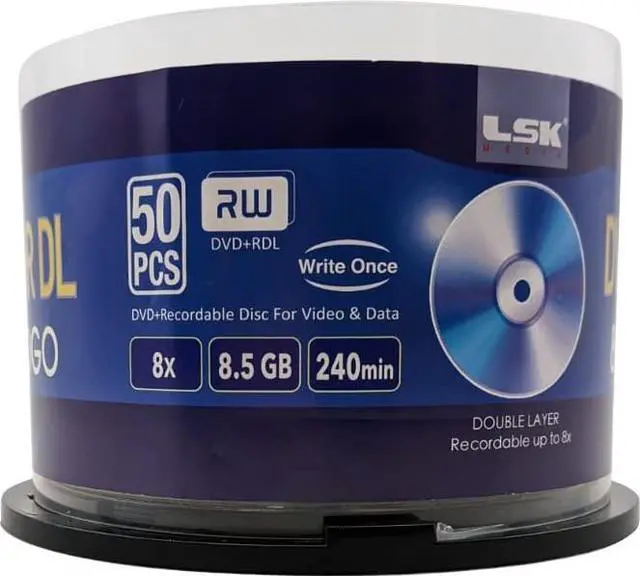 Alt view image 4 of 5 - DVD+R DL Double Layer Logo 8X 8.5GB 240min Video - LSK Media Logo Top, 50 Pack in Spindle | Blank DVDs for Burning Video | DVD Discs Blank | Recordable DVDs