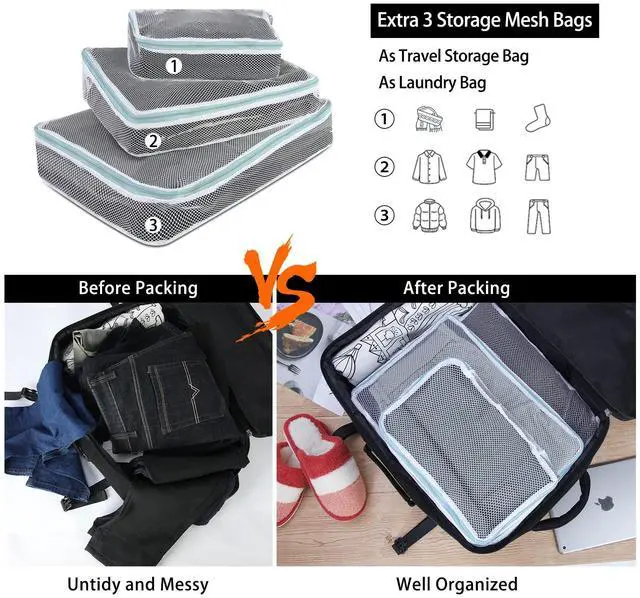 Alt view image 2 of 5 - Travel Backpack for Men Women 17 Inch Flight Approved Carry on Backpack Waterproof Large 40L Luggage Daypack Business College Weekender Overnight Laptop Backpack with 3 Packing Cubes, Black