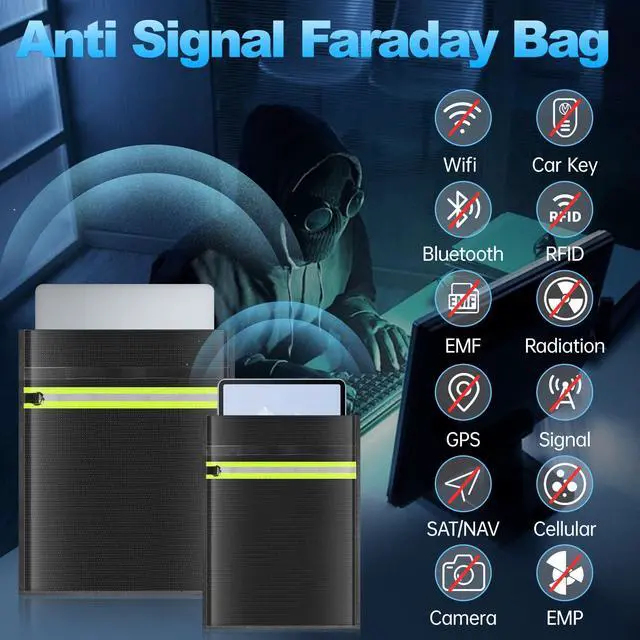 Alt view image 2 of 5 - Lulrsay 5 Pack Faraday Bags EMP Proof,Faraday Bags for Laptops Tablets Phones Car Keys,Faraday Cage with Handle&Reflective Strip,EMP bags Faraday Pouch for Electronics Fireproof Waterproof