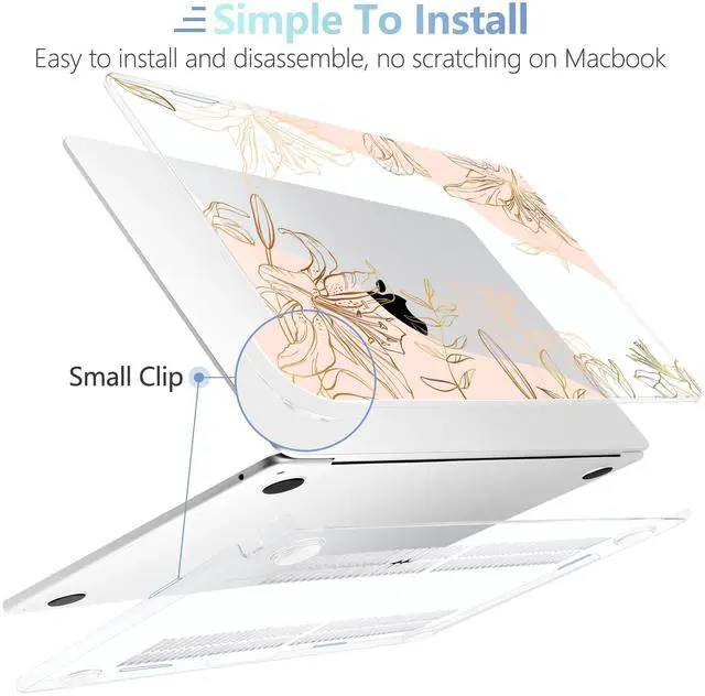 Alt view image 5 of 5 - MEEgoodo for M4/M3/M2 MacBook Air 15.3 inch Case 2025 2024 2023, Case Fit Model (A3241/A3114/A2941) for MacBook Air 15 inch, Laptop Hard Shell with Keyboard Cover, Gold Flowers Lilies