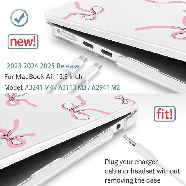 Alt view image 3 of 5 - May Chen Compatible with M4 MacBook Air 15 inch Case 2025 2024 2023 A3241 A3114 M3 A2941 M2 with Liquid Retina Display & Touch ID, Plastic Hard Shell with Keyboard Cover - Star Bow