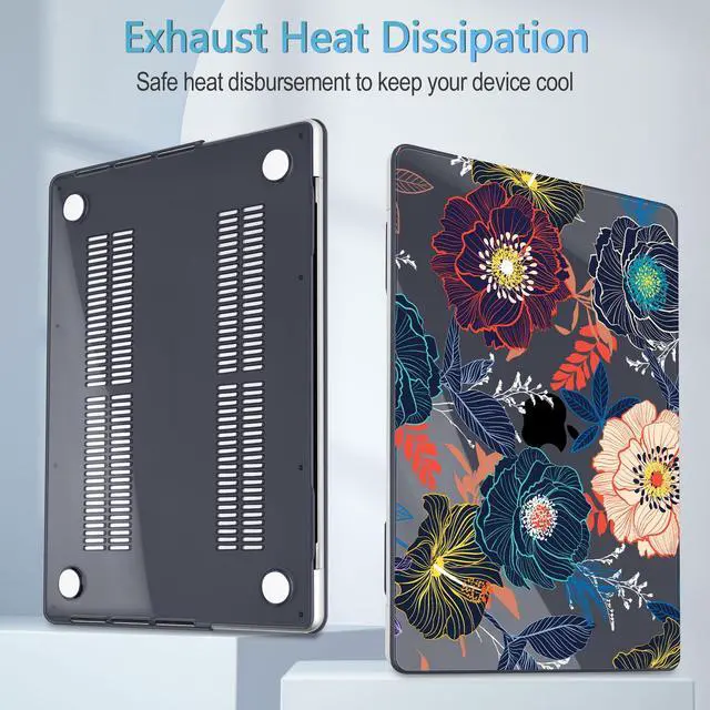 Alt view image 4 of 5 - Mektron Case for MacBook Pro 14 inch 2024 2023 2021 Model M4 A3112 A3401 A3185 M3 A2918 A2992 M2 A2779 M1 A2442 Pro/Max, Plastic Hard Shell Case Cover for MacBook Pro 14" with Touch ID, Dahlia Flowers
