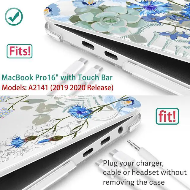 Alt view image 3 of 5 - May Chen Compatible with MacBook Pro 16 inch Case 2020 2019 Release A2141 with Touch Bar&Touch ID, Plastic Hard Shell Case with Keyboard Cover + Screen Protector, Tropical Flower S390