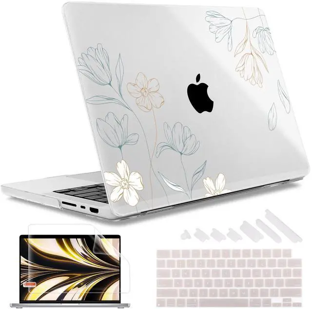 Main image of May Chen Case for M4 MacBook Pro 14 inch Case A3112 A3401 Max A3185, M3 A2918 A2992, M2 A2779 M1 A2442, 2024 2023 2022 2021 Release, Plastic Hard Shell with Keyboard Cover, Floral