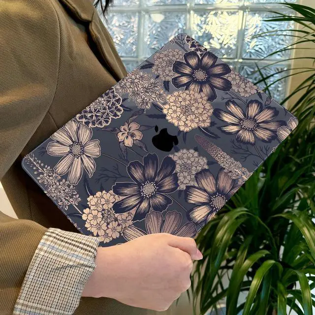 Alt view image 4 of 5 - Lepeoac Case for MacBook Pro 13 inch with/Without Touch Bar (2016-2022, M2 A2338 M1 A2289 A2251 A2159 A1989 A1706 A1708), Hard Shell + Keyboard Cover + Dust Plug - Spring Floral