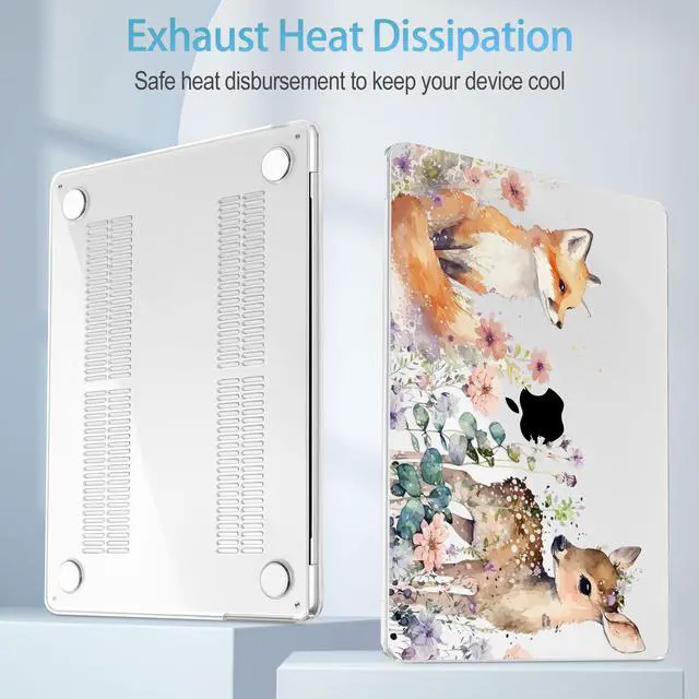 Alt view image 3 of 5 - Mektron Designed for 2025/2024/2023 MacBook Air 15 INCH M4 A3241 /M3 A3114 /M2 A2941 Case, Printed Plastic Hard Shell Cover with 15.3" Liquid Retina Display Touch ID, Fox and Deer