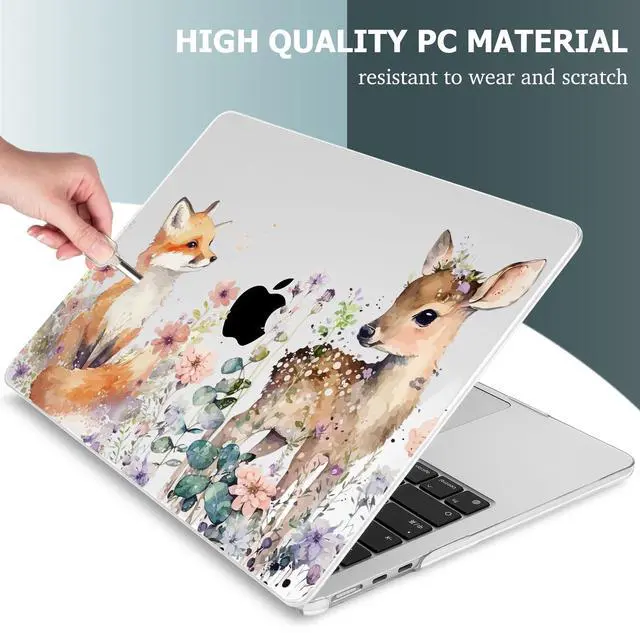 Alt view image 4 of 5 - Mektron Designed for 2025/2024/2023 MacBook Air 15 INCH M4 A3241 /M3 A3114 /M2 A2941 Case, Printed Plastic Hard Shell Cover with 15.3" Liquid Retina Display Touch ID, Fox and Deer