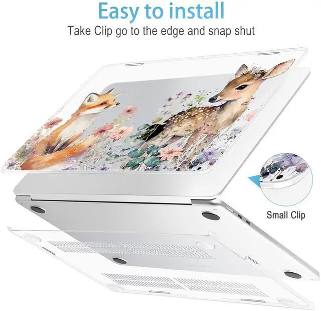 Alt view image 5 of 5 - Mektron Designed for 2025/2024/2023 MacBook Air 15 INCH M4 A3241 /M3 A3114 /M2 A2941 Case, Printed Plastic Hard Shell Cover with 15.3" Liquid Retina Display Touch ID, Fox and Deer