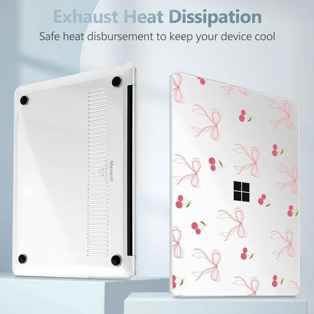 Alt view image 3 of 5 - May Chen Case ONLY Compatible for 2024+ 13.8" Microsoft Surface Laptop 7 Windows PC with ARM CPU and AI-Powered Copilot+, Plastic Hard Shell Case with Keyboard Cover, Cherry & Bow