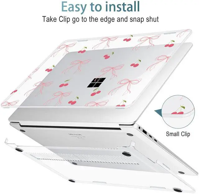 Alt view image 4 of 5 - May Chen Case ONLY Compatible for 2024+ 13.8" Microsoft Surface Laptop 7 Windows PC with ARM CPU and AI-Powered Copilot+, Plastic Hard Shell Case with Keyboard Cover, Cherry & Bow