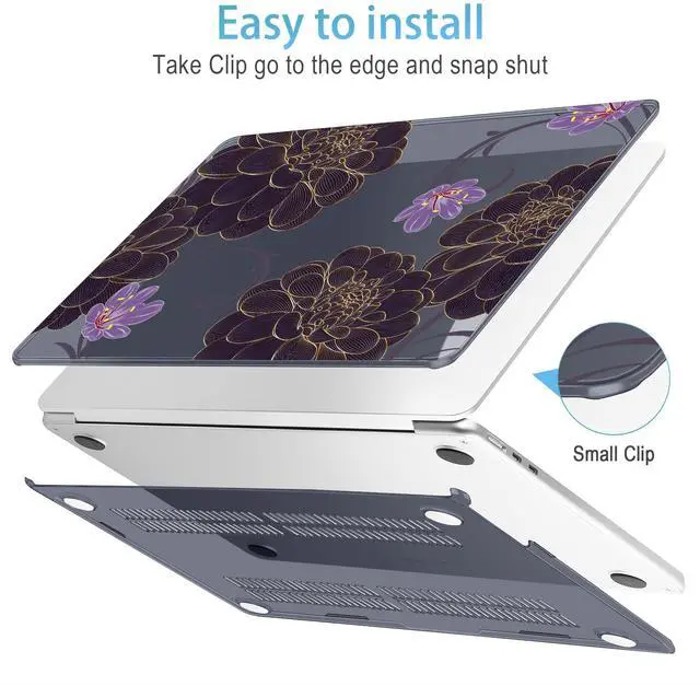 Alt view image 5 of 5 - Mektron Designed for 2025/2024/2023 MacBook Air 15 INCH M4 A3241 /M3 A3114 /M2 A2941 Case, Printed Plastic Hard Shell Cover with 15.3" Liquid Retina Display Touch ID, Golden Dahlia Flowers