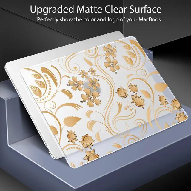 Alt view image 4 of 5 - May Chen for MacBook Air M4 M3 M2 13.6 inch Case 2025 2024 2023 2022 Release, Models: A3240 A3113 A2681, Flexible Plastic Case for M4 13.6" Laptop, Hard Shell with Keyboard Cover, Gold Seamless
