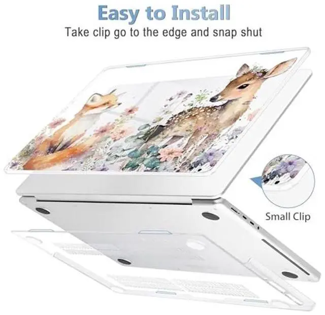 Alt view image 3 of 5 - Mektron for M4 MacBook Pro 14-inch Case 2024 A3112 A3401 A3185 Fits 2023/2021 M3 A2918 A2992 M2 A2779 M1 A2442 Pro/Max, Printed Plastic Hard Shell Laptop Cover, Fox and Deer