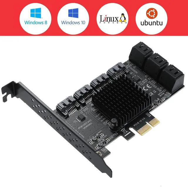 Alt view image 3 of 5 - MZHOU PCI-E 1X Interface 3.0 10 Port SATA Card with 10 SATA Cables & SATA Power Splitter Cable and Low Profile Bracket - 6Gbps SATA 3.0 PCIe Card,Support 10 Port SATA 3.0 Devices.