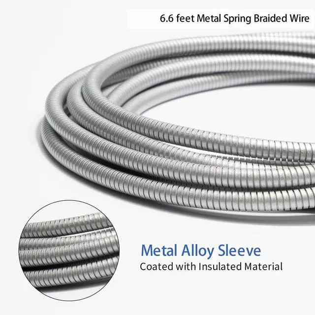 Alt view image 5 of 5 - METZONIC MFi Certified Charger Cable[2 Pack, 6.6 Feet] Metal Braided USB Cable with Insulation Coated Steel Jacket, Strong & Fast Charging Data Transfer Cord Compatible with iPhone/iPad