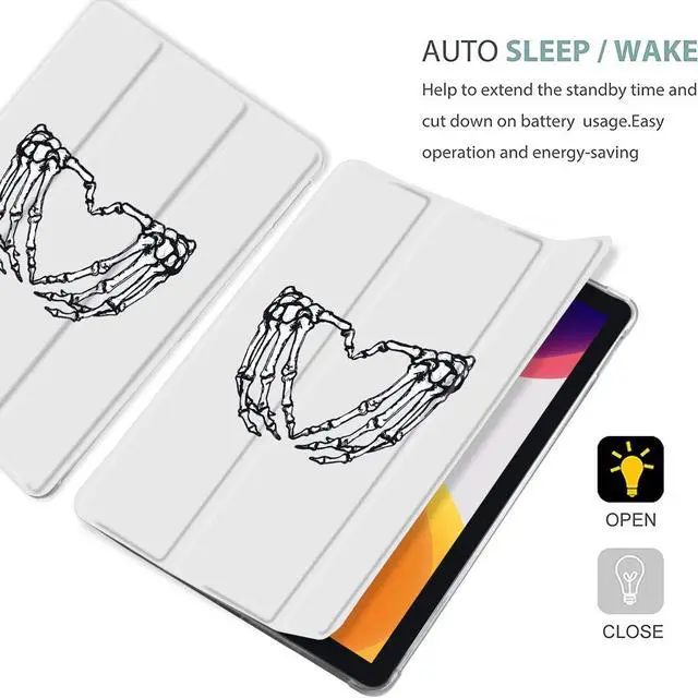 Alt view image 4 of 5 - MAYCARI Love Skeleton Bones Case foriPad Pro 12.9 Inch 2022/2021/2020 with Pencil Holder, Cute iPad Pro 6th/5th/4th Generation Protective Case with Soft TPU Back, Auto Sleep/Wake Cover Slim Shell