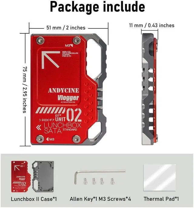 Alt view image 4 of 5 - Lunchbox II SATA SSD Case, Compatibel with Atomos Ninja V, V+, Ninja Flame, Ninja Inferno, Shogun Inferno, for 860 EVO/QVO 1/2TB, 870 EVO/QVO 1/2TB SSD