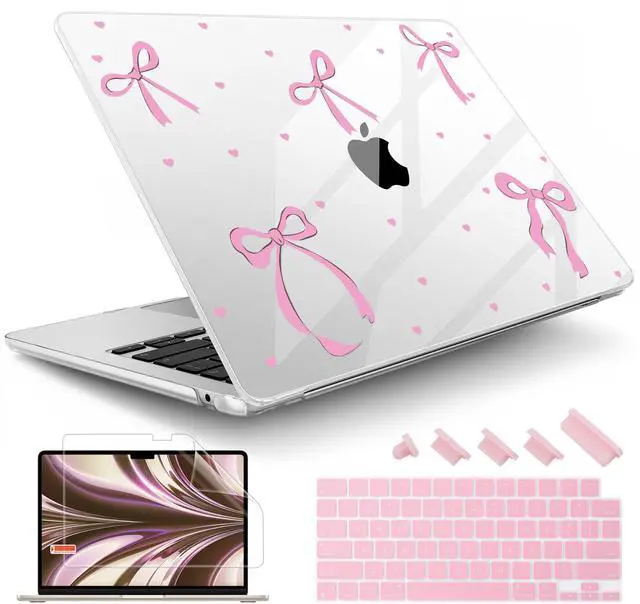 Main image of May Chen for MacBook Air 13.6 inch Case A3240 A3113 A2681 M4 M3 M2 Chip, 2025 2024 2023 2022 Release, Ultra-Thin Plastic Hard Shell Case for MacBook Air 13.6" with Retina Display, Heart & Bow