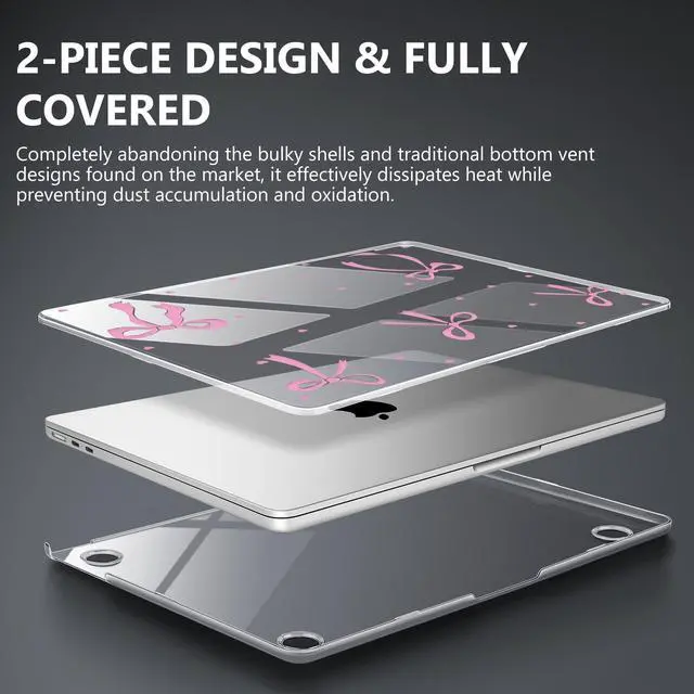 Alt view image 4 of 5 - May Chen for MacBook Air 13.6 inch Case A3240 A3113 A2681 M4 M3 M2 Chip, 2025 2024 2023 2022 Release, Ultra-Thin Plastic Hard Shell Case for MacBook Air 13.6" with Retina Display, Heart & Bow