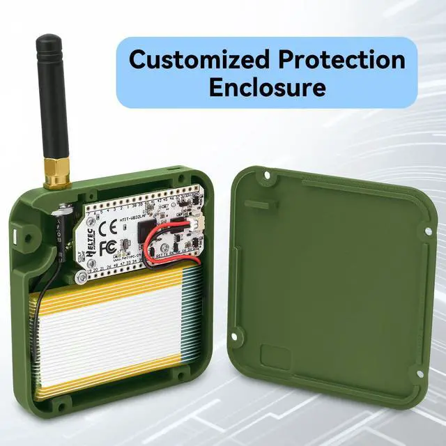 Alt view image 4 of 5 - 2 Pack ESP32 LoRa V3 Development Board with 915MHz Antennas + 3000mAh Battery + Meshtastic Case, ESP32-S3 SX1262 Integrated WiFi Bluetooth OLED Display for Arduino LoRaWAN IOT (N32 Version, Green)