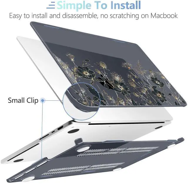 Alt view image 5 of 5 - MEEgoodo Case for M4 MacBook Pro 16 inch Case 2024 2023 2021 (A3403/A3186/A2991/A2780/A2485) M3 M2 M1 Pro/Max Chip, Laptop Hard Shell Cases with Keyboard Cover & Trackpad Film, Golden Flowers & Herbs