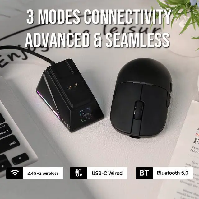 Alt view image 4 of 5 - MechLands AJ159 APEX Wireless Mouse, Lightweight Gaming Mice, with Magnetic Charging Design and Display Screen, 42000 DPI, PAW3950 Sensor, BT/2.4G/Wired Connection, 400mAh Battery (Black)