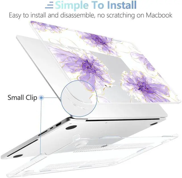 Alt view image 5 of 5 - MEEgoodo Case for M4 MacBook Pro 14 inch Case 2024 2023 2021 A3112/A3401/A3185/A2918/A2992/A2779/A2442 M3 M2 M1 Pro/Max, Laptop Hard Shell Cases Compatible with MacBook Pro 14", Purple Ink Flower