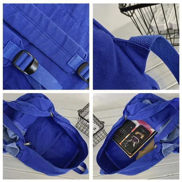 Alt view image 5 of 5 - MININAI Vintage Canvas Backpack for Women Men Grunge Hippie Boho Patchwork Backpack College Book Bag Travel Casual Daypack (One Size,Black)